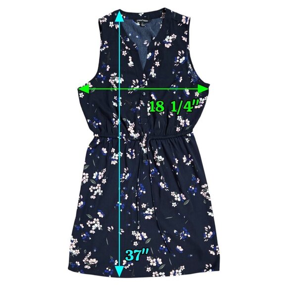 41 Hawthorn Claire Navy Blue Floral Tie Waist Sleeveless Dress Flirty Romantic - Picture 2 of 7